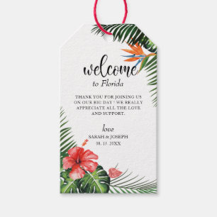 Stilvolle Schriftart Tropical Wedding Welcome Tag  Geschenkanhänger