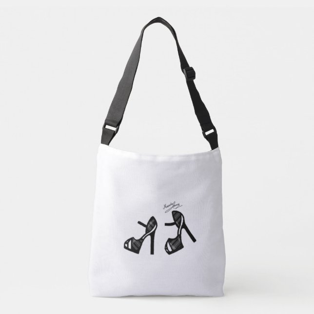 Stilvolle Schuhdrucke - Kohle Kariert Tragetaschen Mit Langen Trägern (Vorderseite)