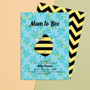 Stilvolle Schwangere Mama Bee Aquamarin Floral Bab Einladung