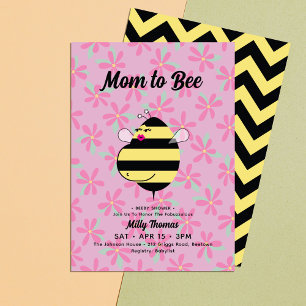 Stilvolle Schwangere Mama Bee Pink Floral Baby Dus Einladung