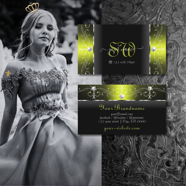 Stilvolle Schwarz-Gelb gequiggelte Juwelen Monogra Visitenkarte (Von Creator hochgeladen)