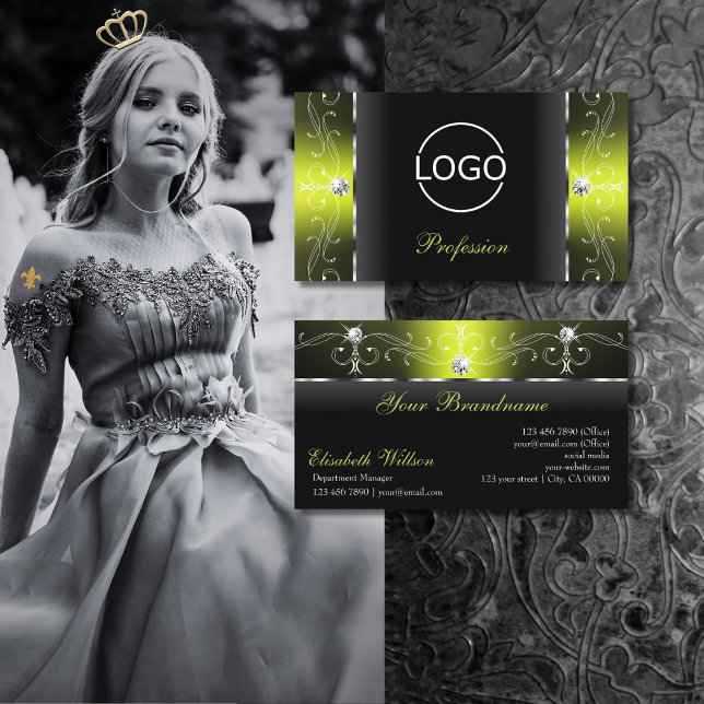 Stilvolle schwarz-gelbe, gequiggelbe Juwelen hinzu Visitenkarte (Von Creator hochgeladen)