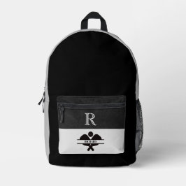 Stilvolle schwarz-graue Pickleball Design Monogram Bedruckter Rucksack