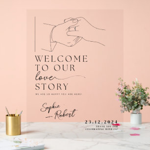 Stilvolle Schwarz Minimalistisch Wedding Willkomme Acrylschild