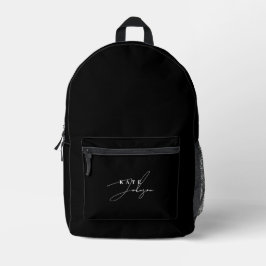 Stilvolle Schwarz Moderne Signature Script Monogra Bedruckter Rucksack