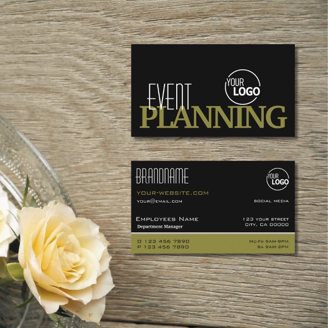 Stilvolle Schwarz-Olive-Grün-Moderne mit Logo Visitenkarte (Von Creator hochgeladen)