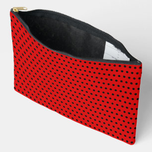 Stilvolle Schwarz Polka Dots Muster auf Rot Zubehörtasche