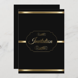 Stilvolle Schwarz-und GoldParty-Schablone Einladung