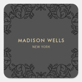 Stilvolle Schwarz Verzierte Rahmen Quadratischer Aufkleber