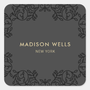 Stilvolle Schwarz Verzierte Rahmen Quadratischer Aufkleber