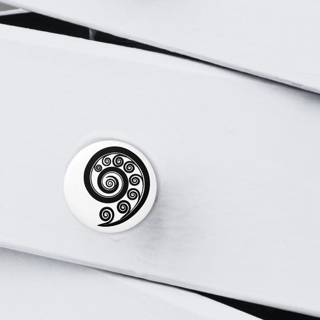 Stilvolle Schwarz-Weiß-Fern-Leaf Inspirierte Curls Keramikknauf (Stylish Black & White Fern Leaf Inspired Curls Ceramic Knob)