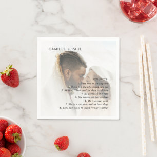 Stilvolle Schwarz-Weiß-Foto-Minimalist-Hochzeit Serviette
