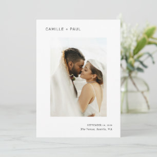 Stilvolle Schwarz-Weiß-Foto-Minimalistische Hochze Save The Date