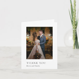 Stilvolle Schwarz-Weiß-Foto-Moderne Hochzeit Dankeskarte