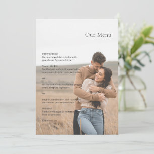 Stilvolle Schwarz-Weiß-Foto-Moderne Hochzeit Menükarte