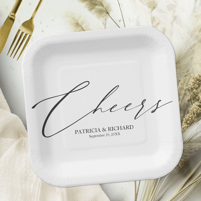 Stilvolle Schwarz-Weiß-Hochzeit Pappteller (Von Creator hochgeladen)