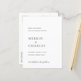 Stilvolle Schwarz-Weiß-Hochzeit speichern Sie das Ankündigungspostkarte