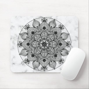Stilvolle Schwarz-Weiß-Mandala Mousepad