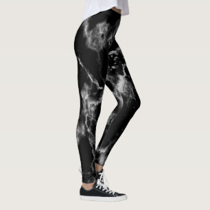 Stilvolle Schwarz-Weiß-Marmor-Muster Niedlich Gir Leggings