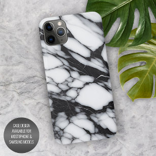 Stilvolle Schwarz-Weiß-Marmor-Waves Art-Muster iPhone 15 Pro Max Hülle