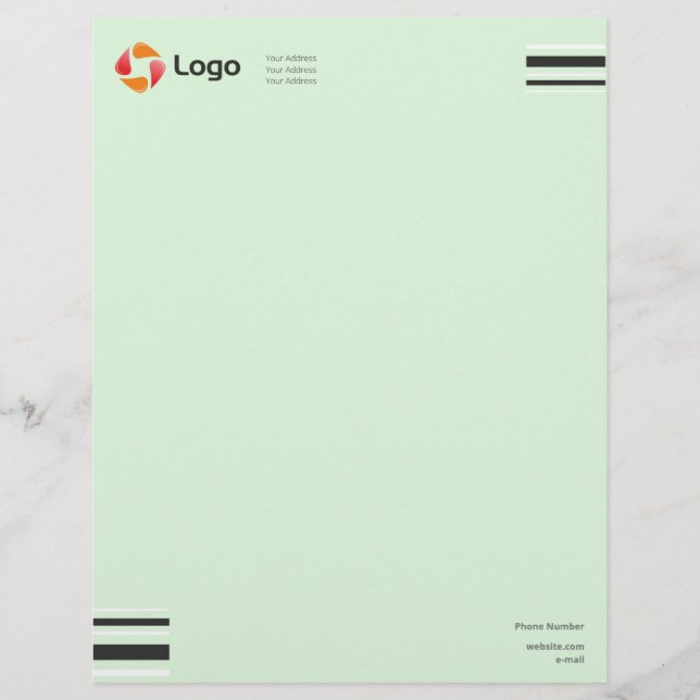 Stilvolle Schwarz-Weiß-Minimal-Squared-Linien Briefbogen (Vorderseite)