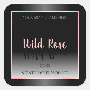 Stilvolle Schwarz-Weiß-Produktetiketten Rosa Rahme Quadratischer Aufkleber