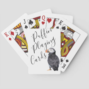 Stilvolle Schwarz-Weiß-Puffin Spielkarten