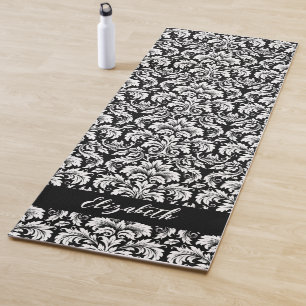 Stilvolle Schwarz-weiße Damask Yogamatte