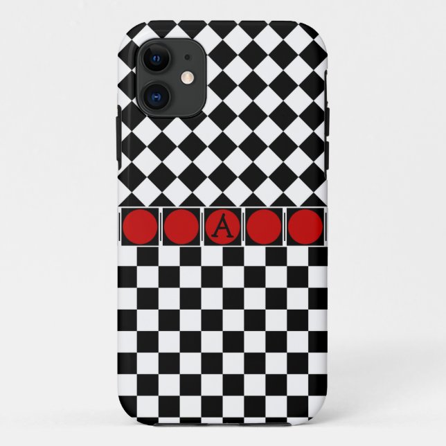 Stilvolle Schwarz-weiße Half Diamond Schachbretts  Case-Mate iPhone Hülle (Rückseite)