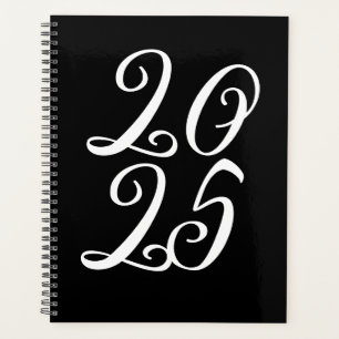 Stilvolle Schwarz-weiße Jahrtypografie Planer