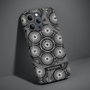 Stilvolle Schwarz-weiße Mandala-Musterbezeichnung Case-Mate iPhone 14 Hülle
