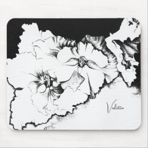 Stilvolle schwarz-weiße originale Stipple-Kunst Bl Mousepad
