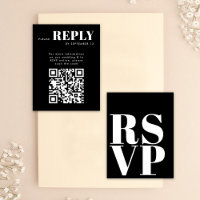Stilvolle Schwarz-weiße RSVP-Karten für Hochzeitss