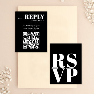 Stilvolle Schwarz-weiße RSVP-Karten für Hochzeitss RSVP Karte