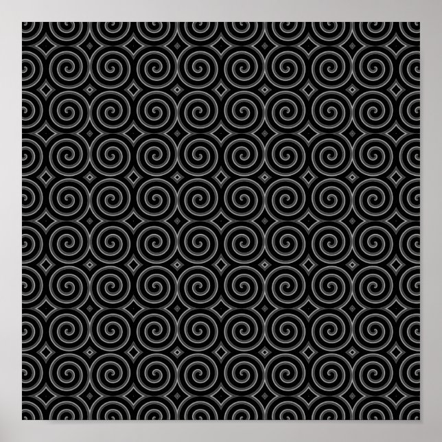 Stilvolle, schwarz-weiße Spiralkonstruktion. Poster (Vorne)