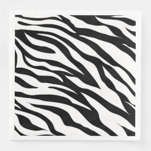Stilvolle schwarz-weiße Zebradruck-Safari-Geburtst Serviette