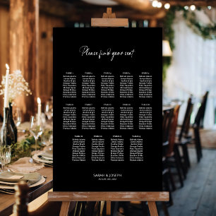 Stilvolle schwarze 14-Tisch-Hochzeitskarte Poster