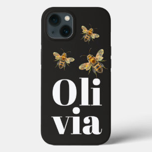 Stilvolle Schwarze Biene Personalisierter Name Case-Mate iPhone Hülle