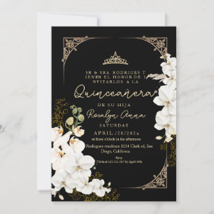 Stilvolle Schwarze Flora Orchideen Prinzessin Quin Einladung
