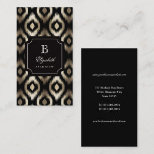Stilvolle schwarze Goldfolie Diamant Ikat Monogram Visitenkarte