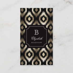 Stilvolle schwarze Goldfolie Diamant Ikat Monogram Visitenkarte