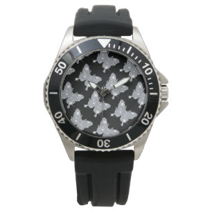 Stilvolle schwarze Imitate funkeln Rautenschmetter Armbanduhr