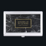 Stilvolle schwarze Marmor-und Imitat-Goldfolie Visitenkarten Dose<br><div class="desc">Eleganter und modischer Visitenkartehalterentwurf,  der eine schöne weiße Marmorbeschaffenheit mit Druckgoldfolienakzenten kennzeichnet. Vervollkommnen Sie für feine Künstler,  Grafikdesigner,  Modedesigner,  Lehrer,  Ereignisplaner,  Make-up und Haarkünstler,  die unterwegsmammen und viel mehr! 
Benötigen Sie eine Farbänderung? Suchen nach zusammenpassenden Produkten? Schicken Sie uns eine Mitteilung zu heartlockedstudio@gmail.com und wir sind glücklich zu helfen.</div>