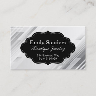 Stilvolle Schwarze Rahmen   Abstrakt Grau White Visitenkarte