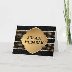 Stilvolle schwarze und goldene Shaadi Mubarak Karte