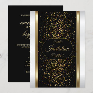 Stilvolle schwarze, weiße und goldene Einladung