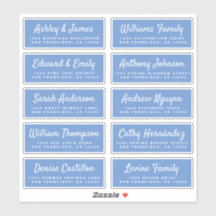 Stilvolle Script Blue Wedding Guest Address Labels