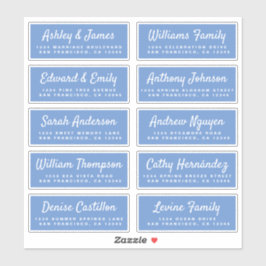Stilvolle Script Blue Wedding Guest Address Labels