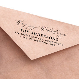 Stilvolle Script Calligraphy Happy Holidays Family Permastempel