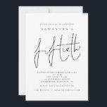 Stilvolle Script Fiftieth Birthday Party Einladung<br><div class="desc">Stilvolle Script Fiftieth Birthday Party. Fünfzig ist Set in einem modernen Stil der Handschrift. Personalisieren Sie einfach die Erholung des Textes auf Ihren eigenen. Sie können Text und Hintergrund in jede gewünschte Farbe ändern,  indem Sie die weitere Option Anpassen wählen.</div>